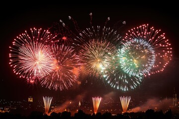 Wall Mural - a collection of colorful fireworks exploding in the evening sky