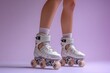© Alena - A woman wearing roller skates on a pink background