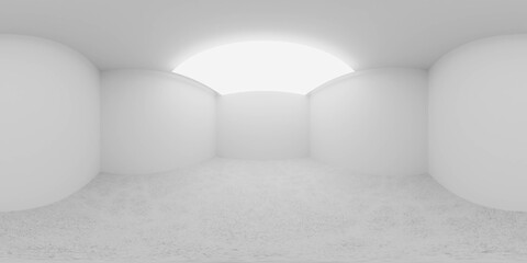 Wall Mural - Minimalist Empty Room with Bright Ceiling Light 360 vr 3d render panorama