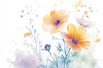 Wall Mural - A bouquet of vibrant orange flowers against a clean white backdrop