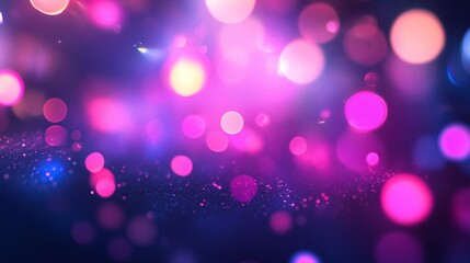 Wall Mural - A vibrant abstract background of colorful bokeh lights in pink and purple hues.