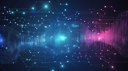 abstract digital data flow, network connection, technology background.