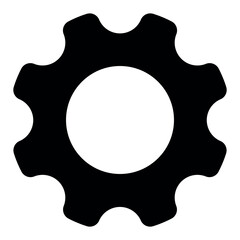 Wall Mural - gear wheel silhouette shape, settings icon symbol, black and white vector illustration