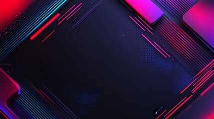 Poster - Abstract neon background with vibrant colors and dynamic lines.