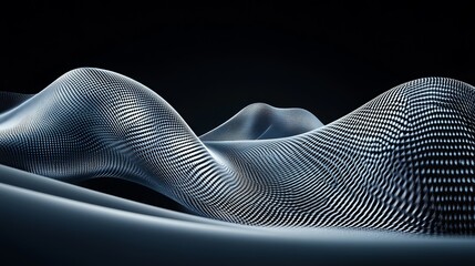 Poster - Abstract digital landscape, flowing waves, dark background