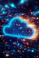 Wall Mural - A cloud computing concept with a blue background