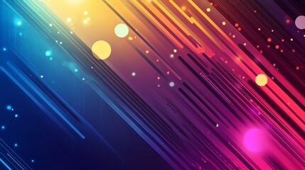 Poster - Vibrant, colorful abstract background with dynamic lines and bokeh lights.