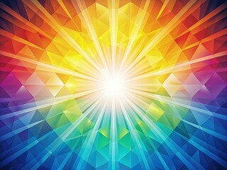 Wall Mural - Vibrant Sunburst With Gradient Triangular Rays in Bright Colors. Generative AI