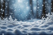 © CraftyStarVisual - A winter scene with heavy snowfall, glittering snow on wavy ground, and a blurry blue forest silhouettes in the background, Christmas fantasy landscape backdrop, poster, banner, card