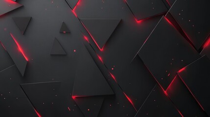 Leinwandbilder - Abstract dark background with red glowing lines and geometric shapes