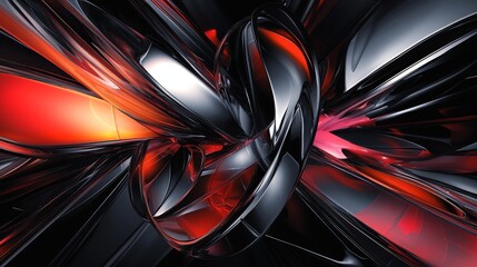 Poster - Abstract red and black 3D digital art.