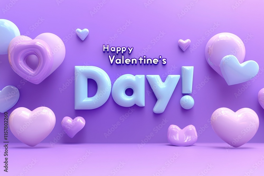 Colorful hearts in shades of purple and blue create a cheerful atmosphere for Valentines Day. The playful design captures the essence of love and affection, perfect for decorations or greetings.