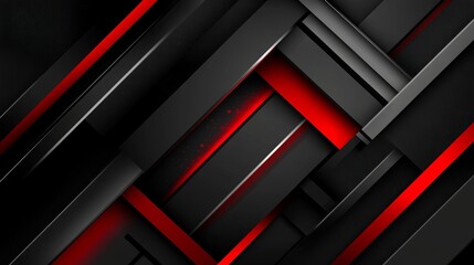 Aufkleber - Modern abstract background with red and black geometric shapes.
