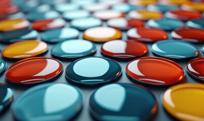 Sticker - Colorful glossy circles arranged in a pattern. AI.