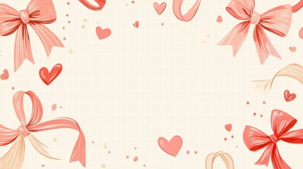 Aufkleber - Whimsical Valentines Day design featuring hearts and bows with space for creative text ideas. Generative AI