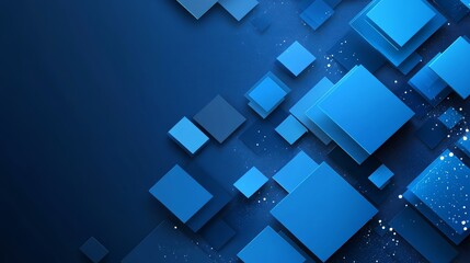 Poster - Abstract background with blue squares and sparkles.