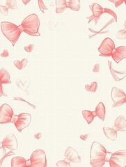Aufkleber - Whimsical hand drawn Valentines Day design featuring hearts and bows with ample copy space for personalized messages. Generative AI