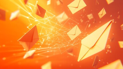 Abstract network of flying envelopes.