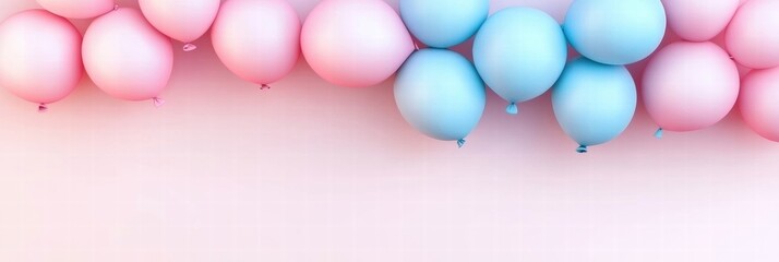 Aufkleber - Decorative pink and blue balloons for celebrations with space for text and design elements. Generative AI