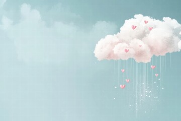 Aufkleber - Whimsical Valentines Day design featuring playful clouds and floating hearts with space for personalized text. Generative AI