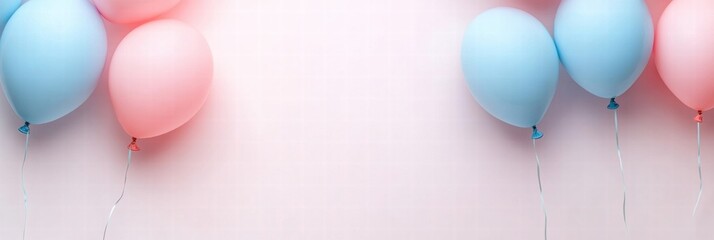 Leinwandbilder - Colorful pink and blue balloons on a light background with ample space for adding text or design elements. Generative AI