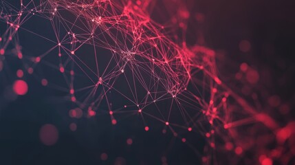 Red and black abstract network background. Digital connections, technology, and innovation concept.