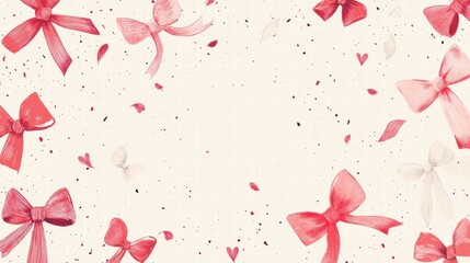 Leinwandbilder - Whimsical hand drawn Valentines Day design featuring playful bows and ample space for custom text. Generative AI