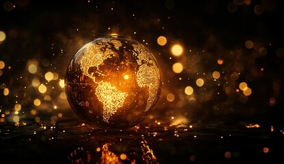 Wall Mural - glowing earth depicting global connections and environmental concepts in abstract format