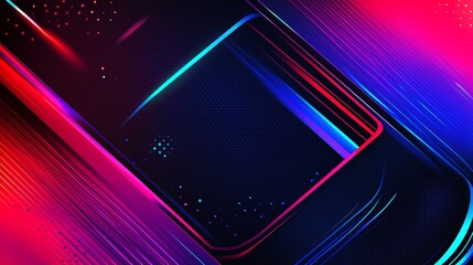 Wall Mural - abstract neon lines and shapes background
