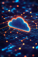 Wall Mural - A cloud computing concept with a network of dots and lines