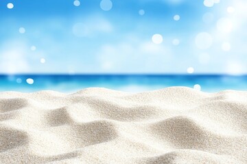 Poster - A close-up of sand against a blurred summer sea sky, ideal for copy space or product imagery