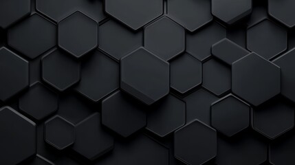 Poster - Dark gray hexagon pattern background. Geometric texture.