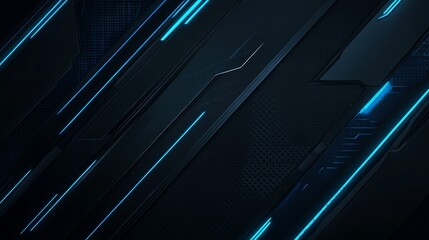 Poster - Abstract dark background with glowing teal lines