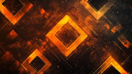 Fototapete - Abstract fiery orange and black geometric background
