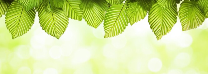 Poster - A detailed view of a green leaf framed by blurred greenery in natural light, incorporating bokeh, and framed by natural vegetation, ideal for an ecology-themed wallpaper or cover