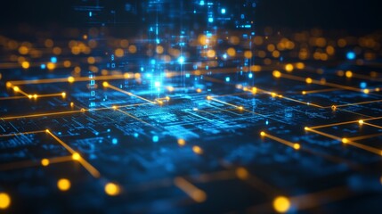 Abstract digital data flow, network connections, technology background.