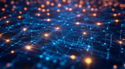 Leinwandbilder - Abstract network connection background.  Digital data flow concept.