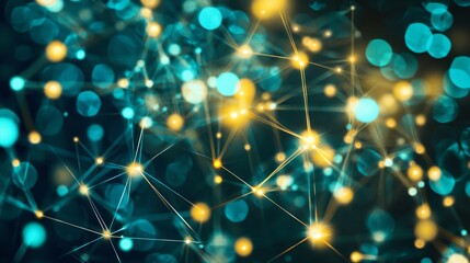 Leinwandbilder - Abstract network connection, glowing nodes and lines.