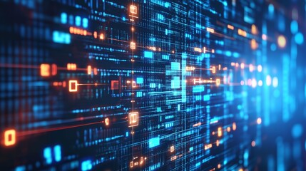 Aufkleber - Abstract digital data stream, glowing binary code background. Technology concept.