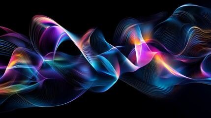 Poster - Vibrant, colorful abstract wave background. Perfect for tech, music, or design projects.