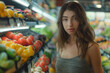 © PhotoProAD - A woman stands in front of a produce section of a grocery store