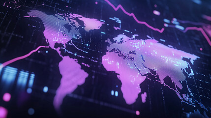 Wall Mural - Computer generated image of the world with a blue and pink background