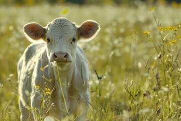 Wall Mural - Calves on the field