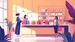 © Ziyan - Online shop concept with people scene in flat cartoon design for web. Happy woman with bags making bargain purchases in internet store. Vector illustration for social media banner, marketing material.