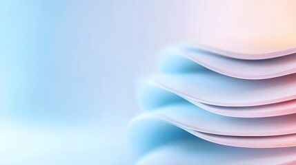 Wall Mural - blue background with a pink and orange wave. the wave is made up of many different colored sheets