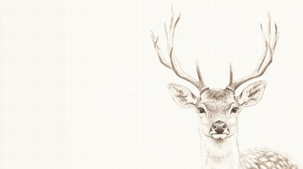 Aufkleber - Elegant illustrated deer with branching antlers in a soft design suitable for mock up and creative projects. Generative AI