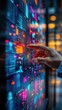 © HendraGalus - Hand Interacting Colorful Data Stream Digital Wall Neon Display
