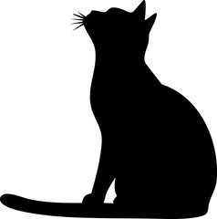 Wall Mural - Black cat silhouette isolated on a white background.