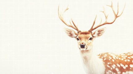 Aufkleber - Elegant illustrated deer with branching antlers and ample copy space suitable for various mock up designs. Generative AI