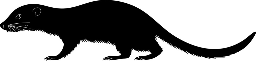 Wall Mural - Silhouette of an otter in profile on a white background.